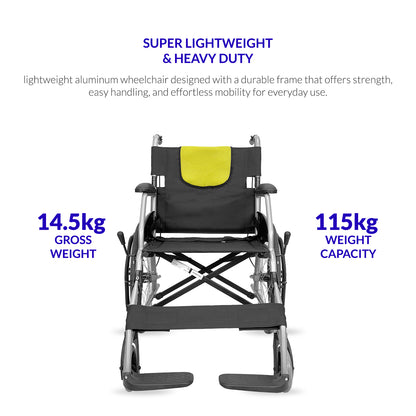 iCare MV21 Self-Propelled Aluminum Manual Wheelchair, Super Lightweight, Foldable & Compact - Easy to Transport
