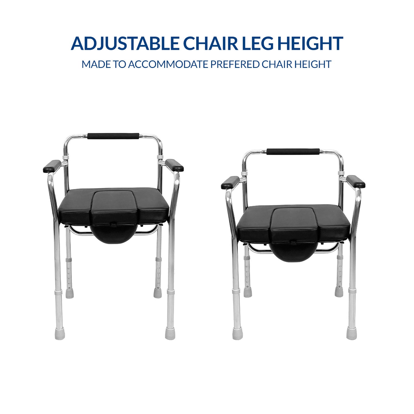 iCare MC51 Steel Commode Chair, Adopt HPCC Steel Plating, 5 Levels Height Adjustment, Folding Frame 8kg