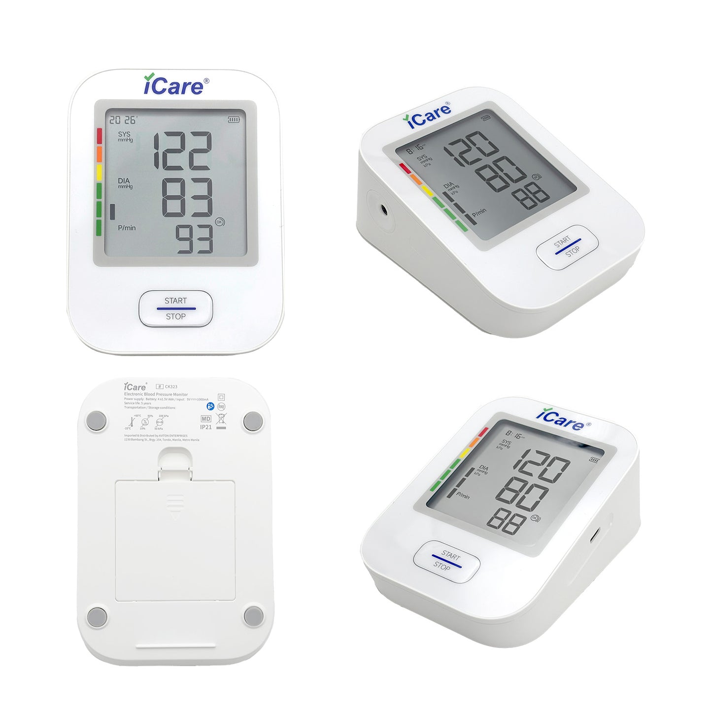 iCare CK323 Automatic Digital Blood Pressure Monitor with Large Cuff (22cm - 45cm), WHO BP Level Indicator, Irregular Heartbeat Indicator, Excessive Motion Indicator