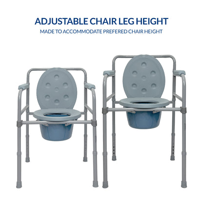iCare MC53 Steel portable Commode Chair with removable bucket adjustable height armrests backrest. Suitable for home use