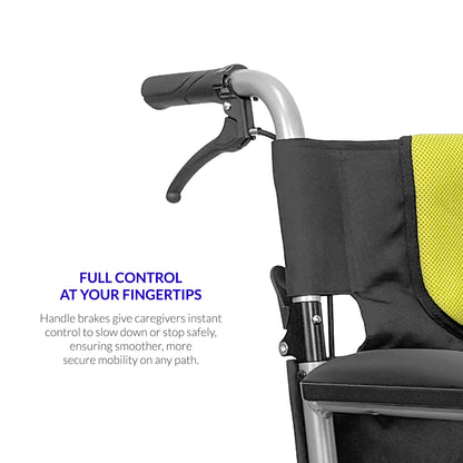 iCare MV21 Self-Propelled Aluminum Manual Wheelchair, Super Lightweight, Foldable & Compact - Easy to Transport