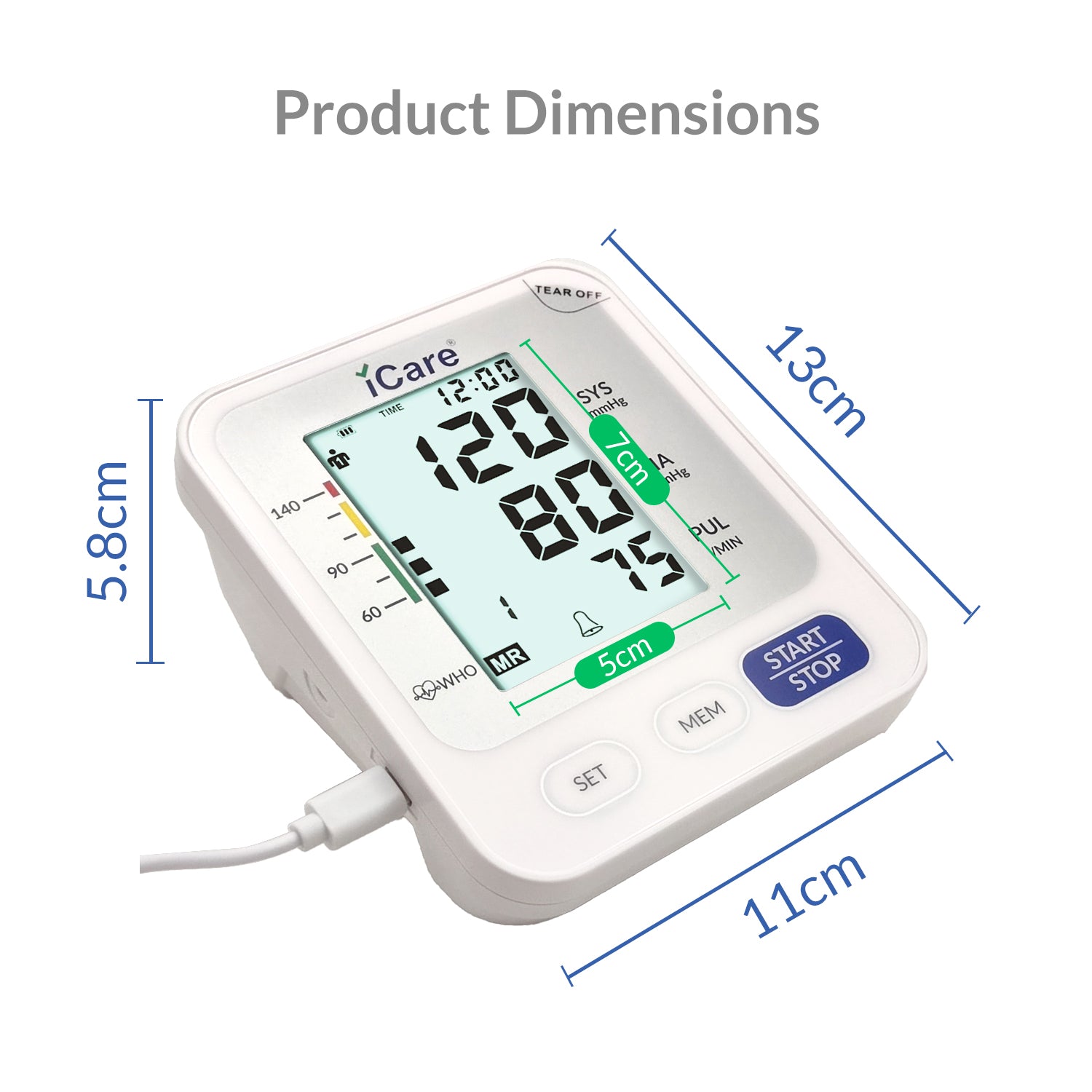 iCare CK260 USB Powered Automatic Digital Blood Pressure Monitor, Small 22-32cm Arm Cuff