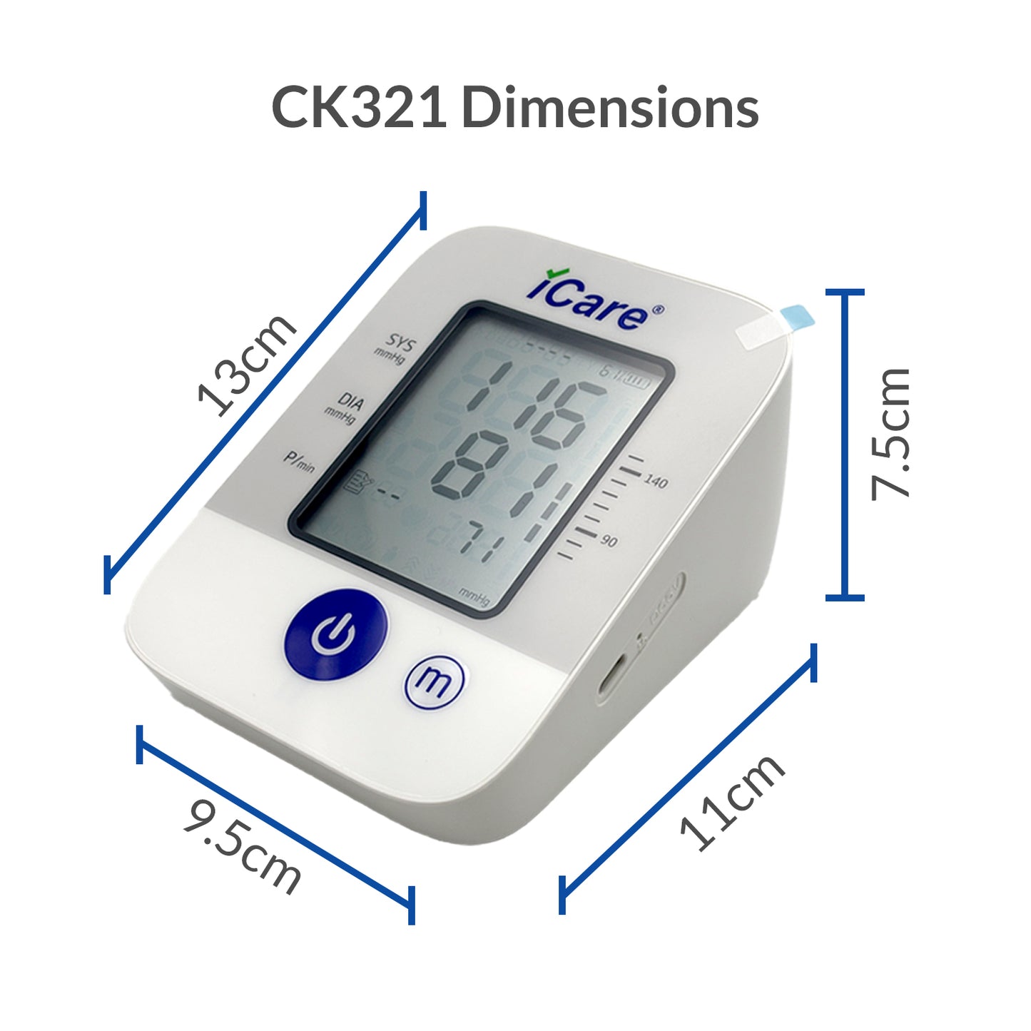 iCare CK321 Rechargeable Automatic Blood Pressure Monitor Digital , Large Arm Cuff 22-45cm BP Monitor