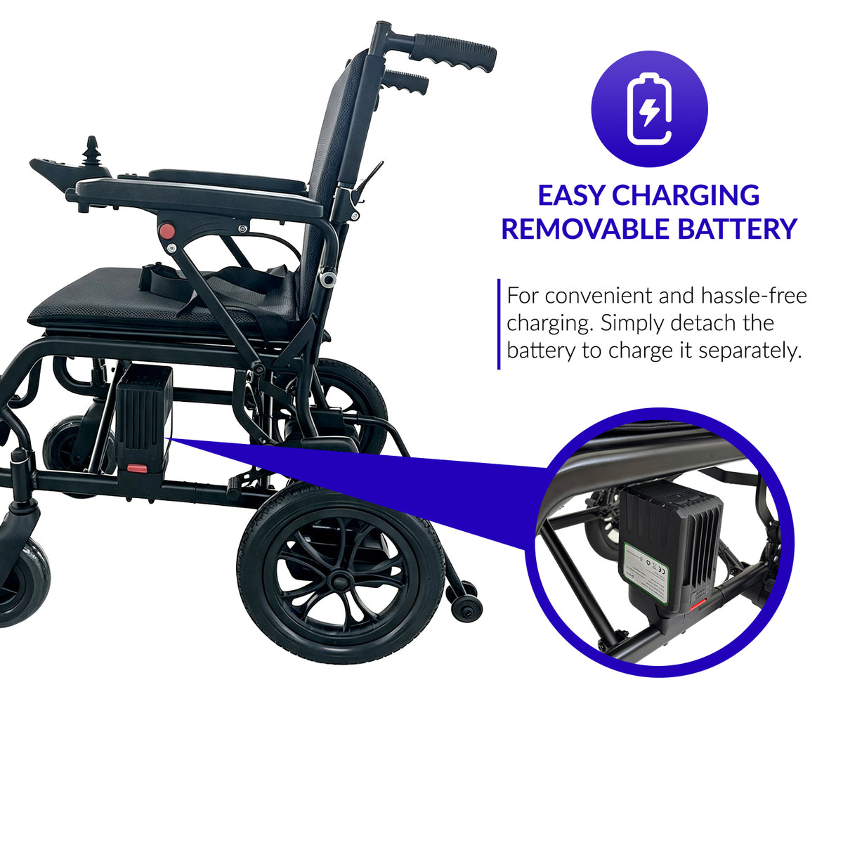 iCare EX210 Aluminum Electric Wheelchair with Lithium Battery
