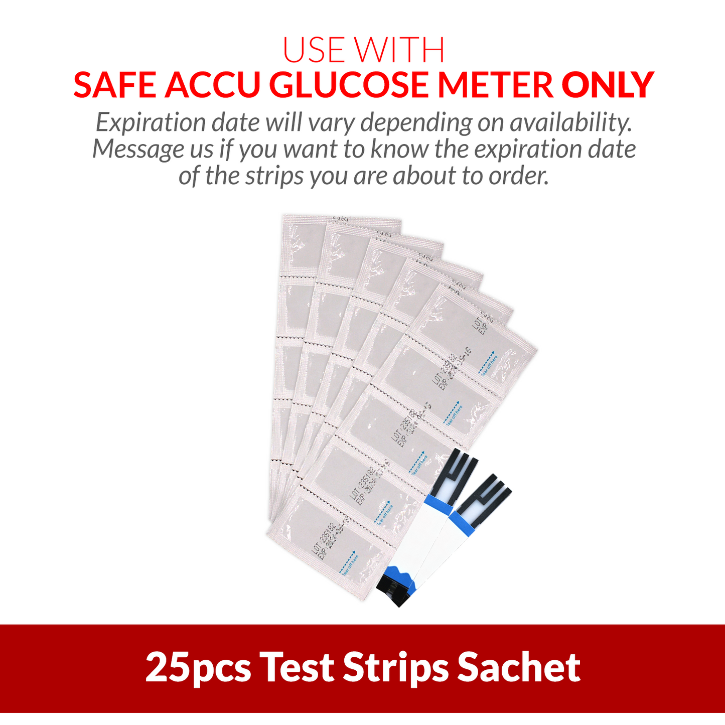 iCare® Safe Accu Glucose Test Strips 25pcs Individually Packed USE ONLY WITH SAFE ACCU GLUCOSE METER SA