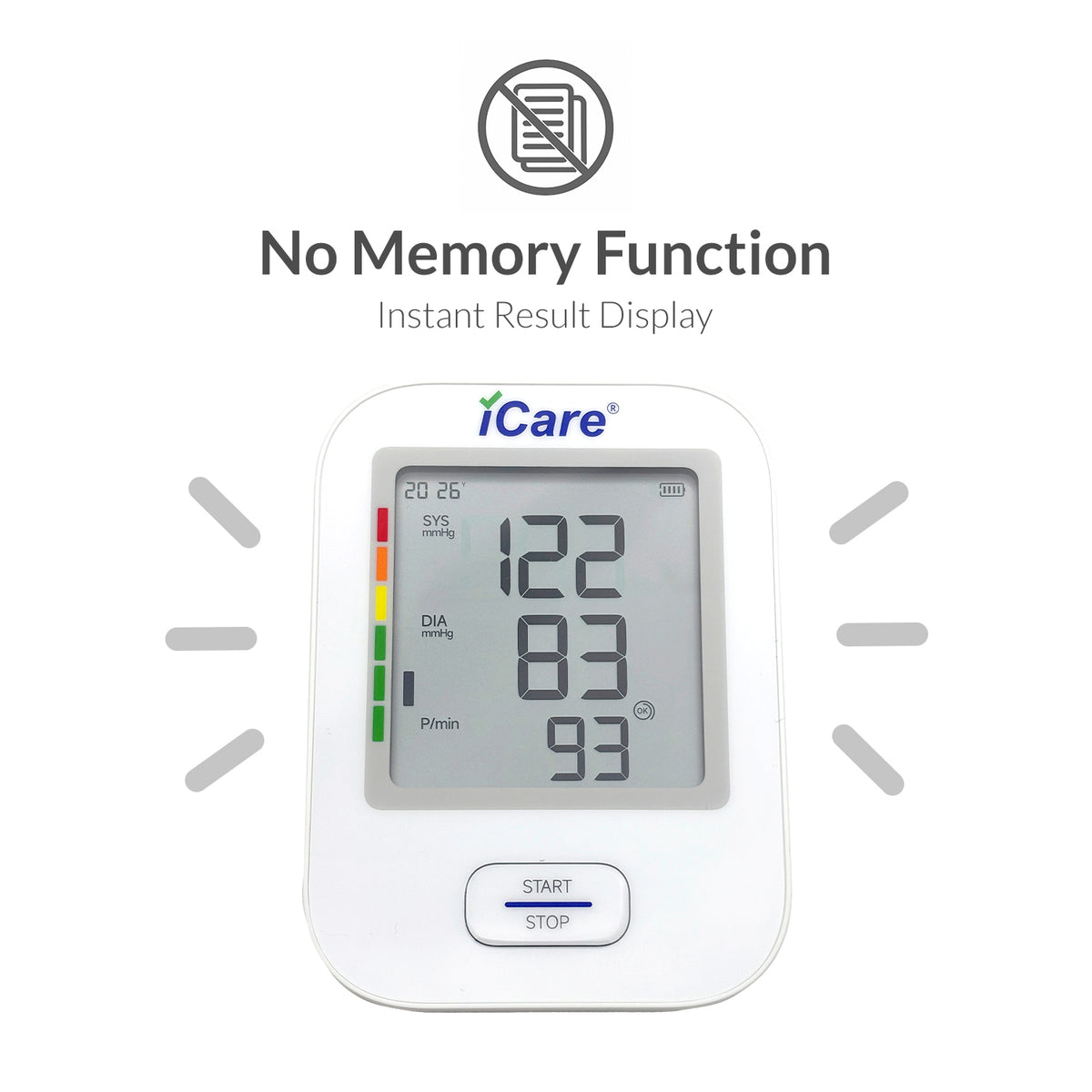 iCare CK323 Automatic Digital Blood Pressure Monitor with Large Cuff (22cm - 45cm), WHO BP Level Indicator, Irregular Heartbeat Indicator, Excessive Motion Indicator
