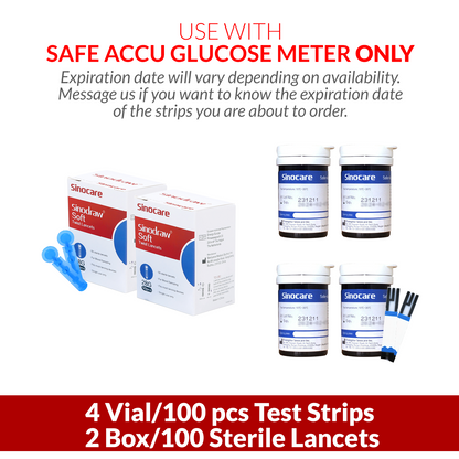 iCare® Safe Accu Glucose Test Strips & Lancets COMPATIBLE WITH SAFE ACCU GLUCOSE METER ONLY
