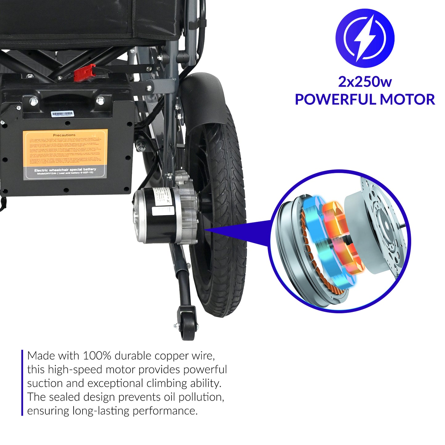 iCare® E310 Pro New Model Electric Wheelchair HEAVY DUTY (110kg Load Limit, 50kg Wheelchair Weight)