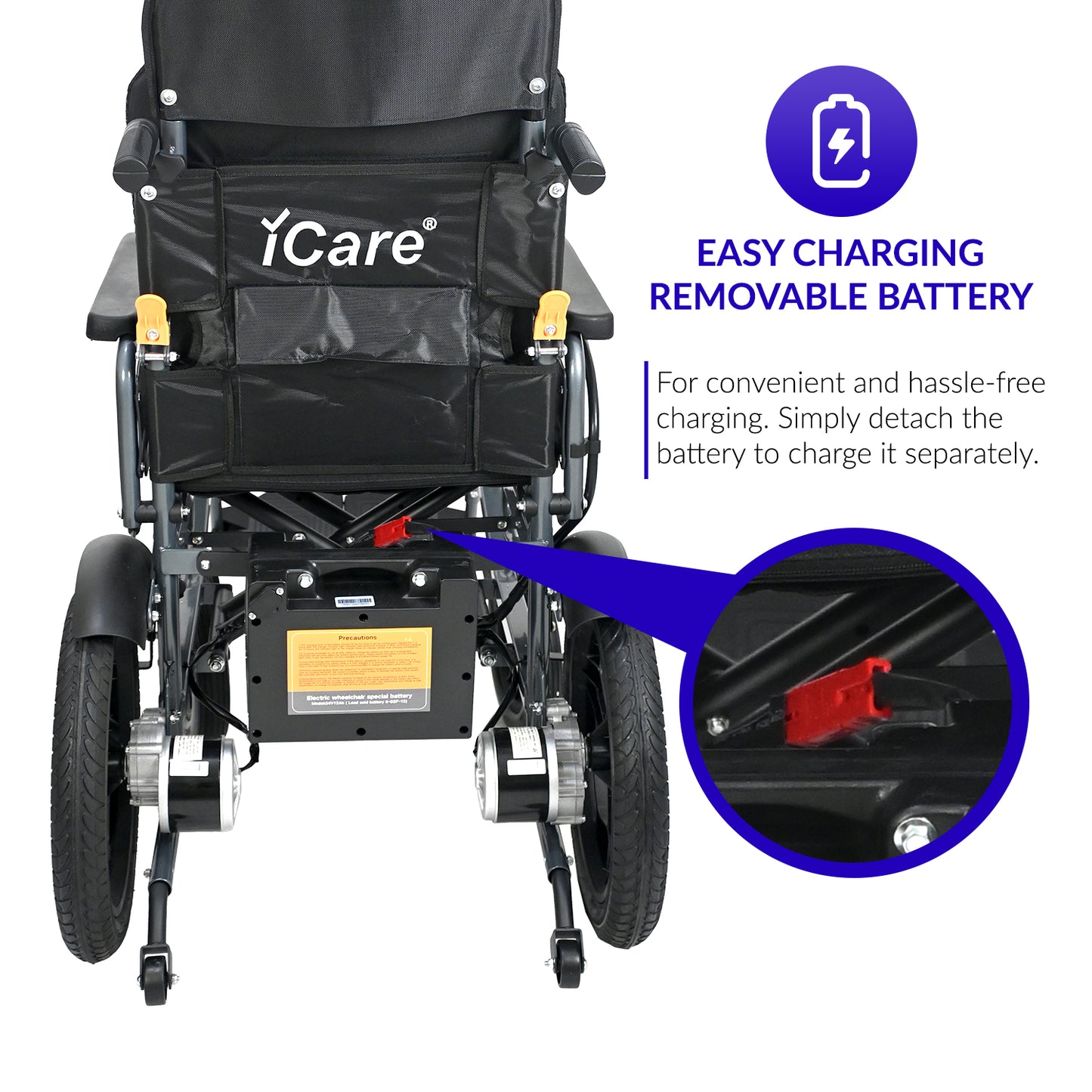 iCare® E310 Pro New Model Electric Wheelchair HEAVY DUTY (110kg Load Limit, 50kg Wheelchair Weight)