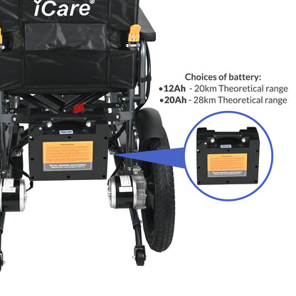 iCare® E310 Pro New Model Electric Wheelchair HEAVY DUTY (110kg Load Limit, 50kg Wheelchair Weight)