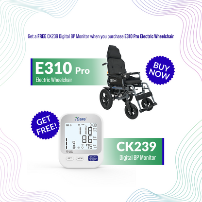 iCare® E310 Pro New Model Electric Wheelchair HEAVY DUTY (110kg Load Limit, 50kg Wheelchair Weight)