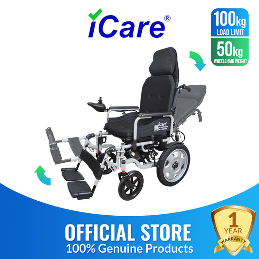 iCare® E510-XM Adjustable Electric Wheelchair(110kg Load Limit, 50kg Wheelchair Weight)