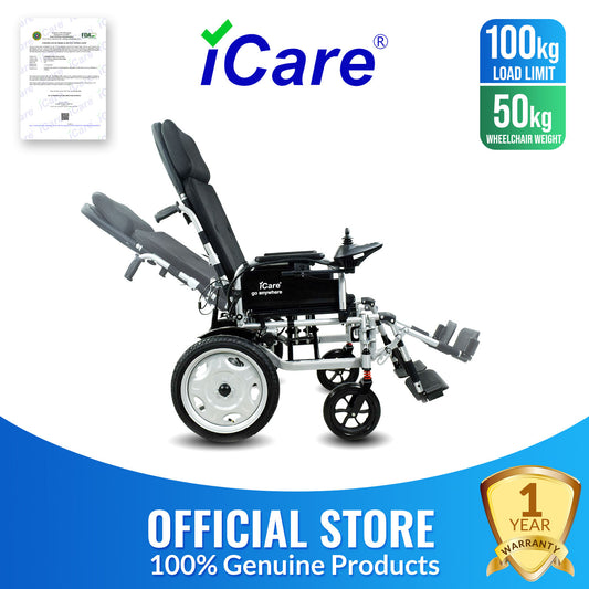 iCare® E510Power Adjustable Electric Wheelchair(110kg Load Limit, 50kg Wheelchair Weight)