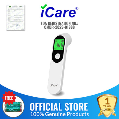 iCare® E66 Contactless Infrared Forehead Thermometer with Fever Alarm for Adults, Children Batteries Included