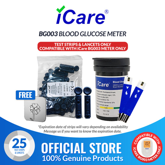 iCare 25pcs Blood Glucose Test Strips & 25pcs Lancets for BG003 Blood Glucose Meter