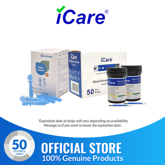 iCare BS003 50pcs Test Strips & 50pcs Lancets Compatible with  BG003 Blood Glucose Meter ONLY