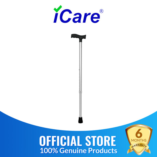 iCare® WS001 CanePro Walking Stick with Height Adjustable Tube, Ergonomic Handle for Disabled and Elderly