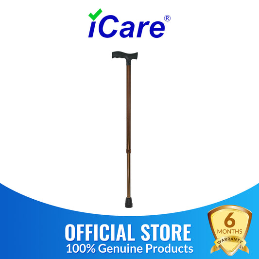 iCare® WS005 CaneMax Walking Stick with Height Adjustable Tube, Ergonomic Handle and Extra Corrosion Protection for Disabled and Elderly.