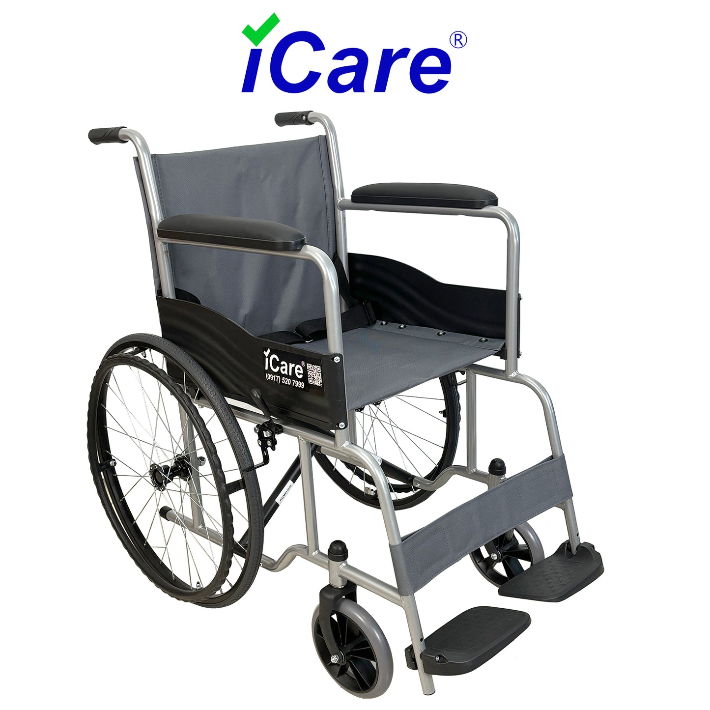 iCare MV11 Self-Propelled Steel Manual Wheelchair, Lightweight & Foldable