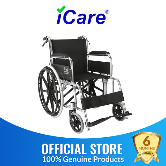 iCare® MA110 Lite Aluminum Manual Wheelchair with Handle brakes, Fixed Anti-Slip Pedals and Self-Propel Design for Disabled and Elderly