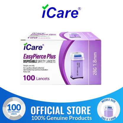 iCare EasyPierce Plus Disposable Safety Lancets 28Gx1.8mm