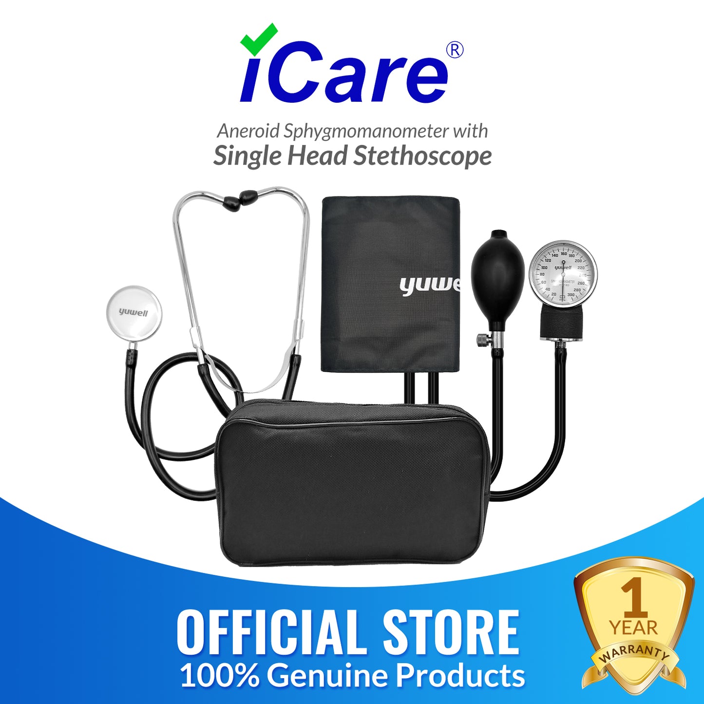 iCare Aneroid Sphygmomanometer with Stethoscope for Blood Pressure Monitoring