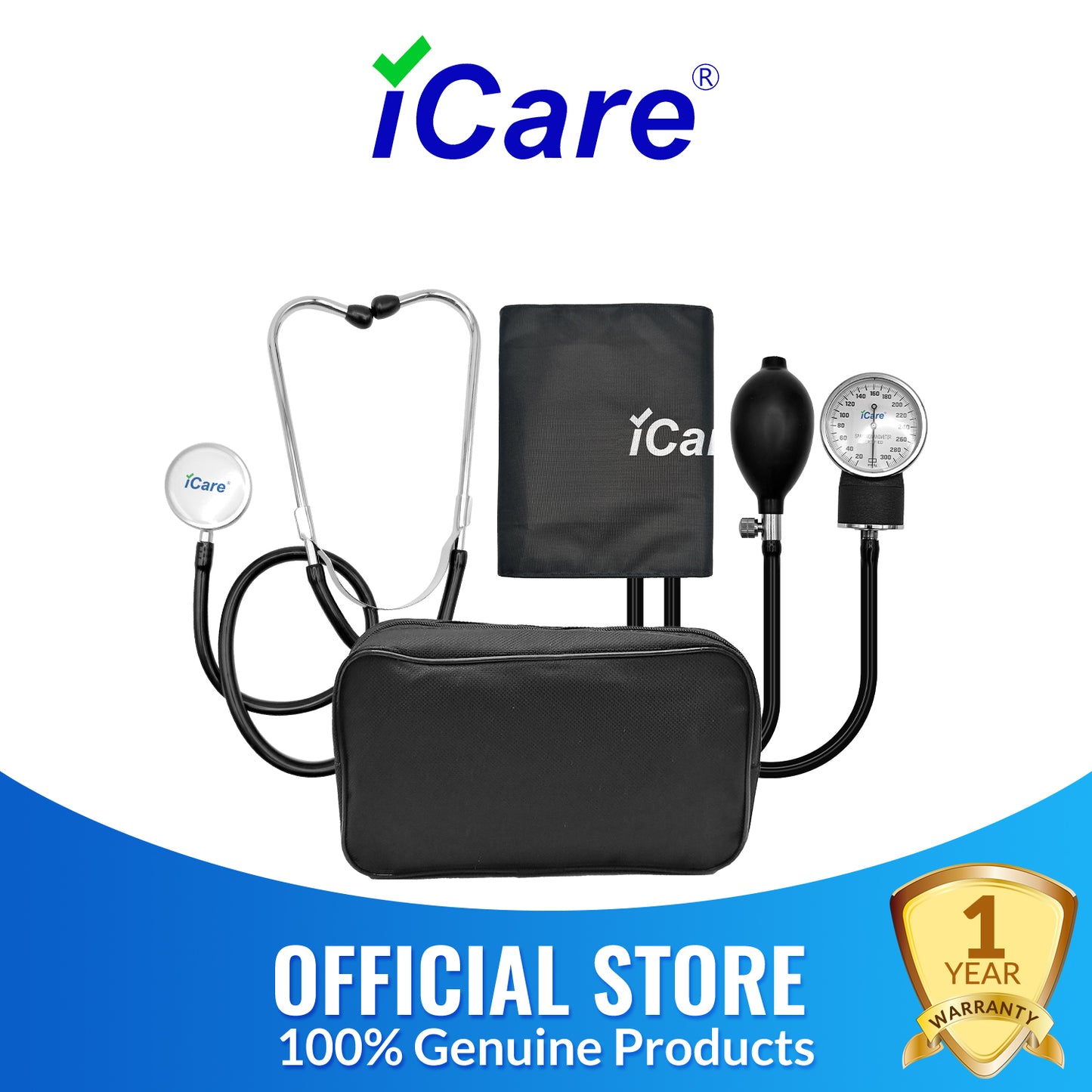 iCare Aneroid Sphygmomanometer with Stethoscope for Blood Pressure Monitoring