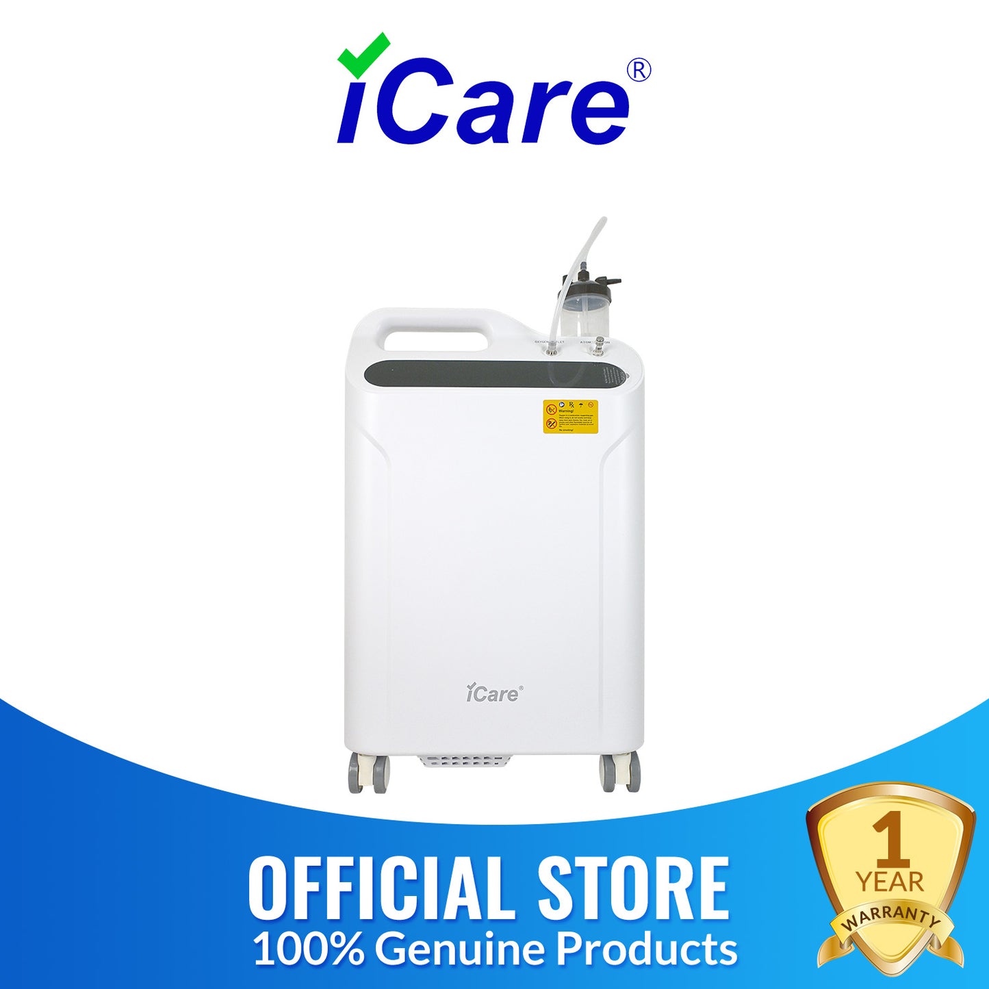 iCare LL51 Oxygen Concentrator with Atomizer up to 96% Oxygen Purity, 5L/min Flow Rate