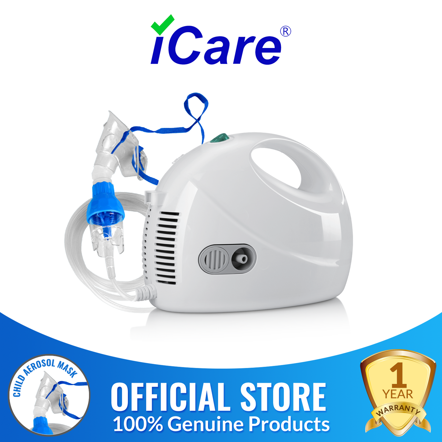 iCare N33 AeroCare Compressor Nebulizer with Children-Size Mask Nebulizer Kit