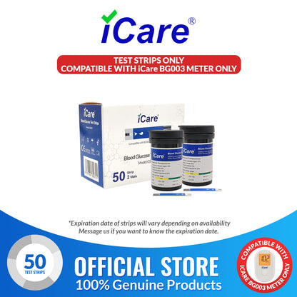 iCare 50pcs Blood Glucose Test Strips for iCare BG003 Blood Glucose Meter Compatible with BG003 Blood Glucose Meter  ONLY