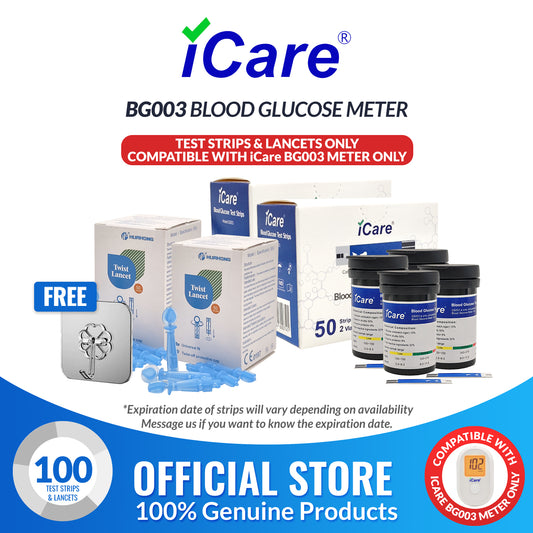 iCare BG003 100pcs Test Strips & 100pcs Lancets Compatible with BG003 Blood Glucose Meter ONLY