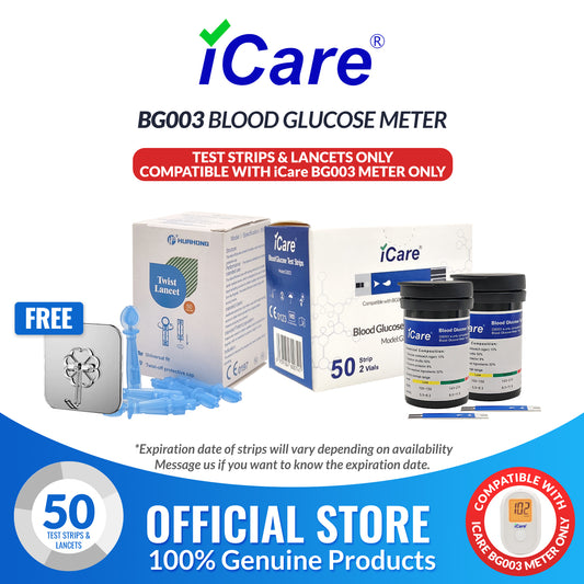 iCare BG003 50pcs Test Strips & 50pcs Lancets Compatible with  BG003 Blood Glucose Meter ONLY