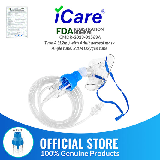 iCare® NM06-001A (12ml) Nebulizer Kit with Adult Aerosol Mask, 2.1m Oxygen Tube