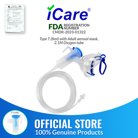 iCare® NM06-001T (8mL) Nebulizer Kit with Adult Aerosol Mask, 2.1m Oxygen Tube