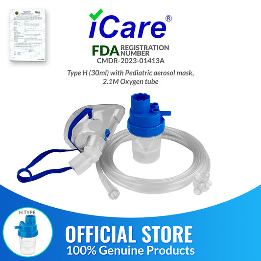 iCare® NM06-002HC Nebulizer Kit (High Capacity 30mL) with Pediatric Aerosol Mask, 2.1m Oxygen Tube