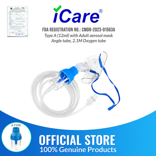 iCare® NM06-001 (12ml) Nebulizer Kit with Adult Aerosol Mask, 2.1m Oxygen Tube