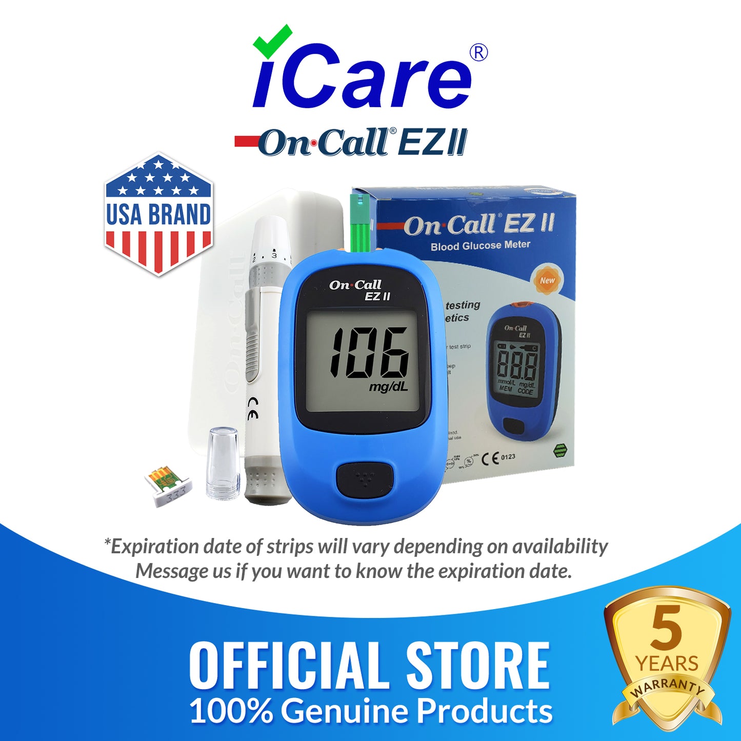 iCare On Call EZII Painless Blood Glucose Meter Device Only