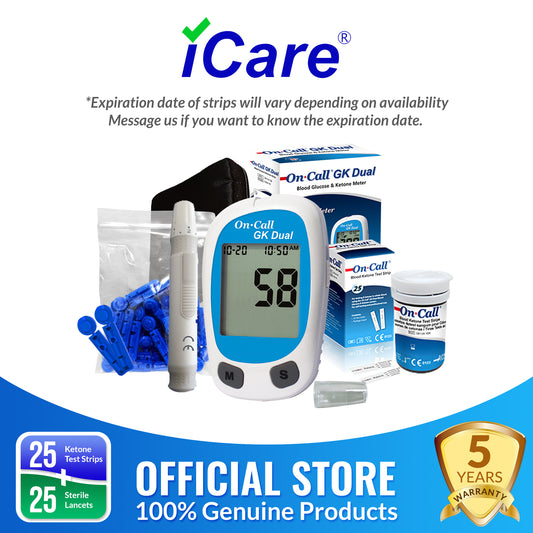 iCare® On Call GK Dual 2 in 1 Blood Glucose and Ketone Meter - with Test Strips and Lancets