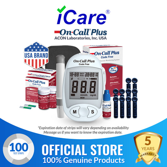 iCare OnCall Plus Code-Free Glucose Meter with 100 Test Strips and 110 Lancets