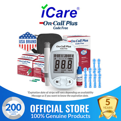 iCare® On Call Plus Code Free Blood Glucose Meter (COMPLETE SET) Blood Sugar Monitoring Kit