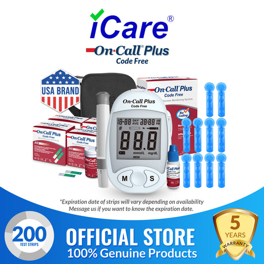 iCare OnCall Plus Code-Free Glucose Meter with 200 Test Strips and 210 Lancets