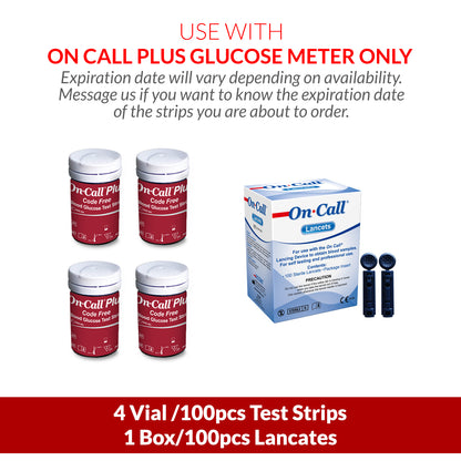 iCare® On Call Plus Code Free Test Strips and Lancets ONLY COMPATIBLE WITH On Call Plus (Code-Free) GLUCOSE METER SA