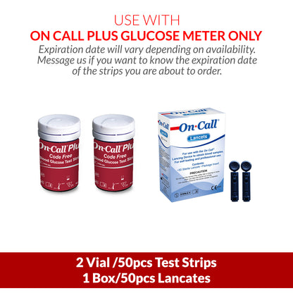 iCare® On Call Plus Code Free Test Strips and Lancets ONLY COMPATIBLE WITH On Call Plus (Code-Free) GLUCOSE METER SA