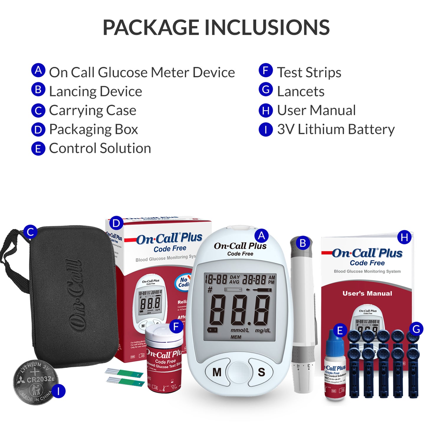 iCare Bundle Deal 14 OX002 Oximeter + On Call Plus Glucose Meter Set+ CK239 BP Monitor, Fingertip Pulse Oximeter with Glucose Meter and Blood Pressure Monitor Bundle