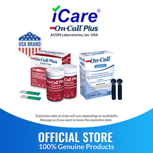 iCare® On Call Plus Code Free Test Strips and Lancets ONLY COMPATIBLE WITH On Call Plus Code Free GLUCOSE METER SA