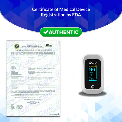 iCare® OX001 Fingertip Pulse Oximeter, (SpO2)Blood Oxygen Saturation Monitor with Pulse Rate Measure