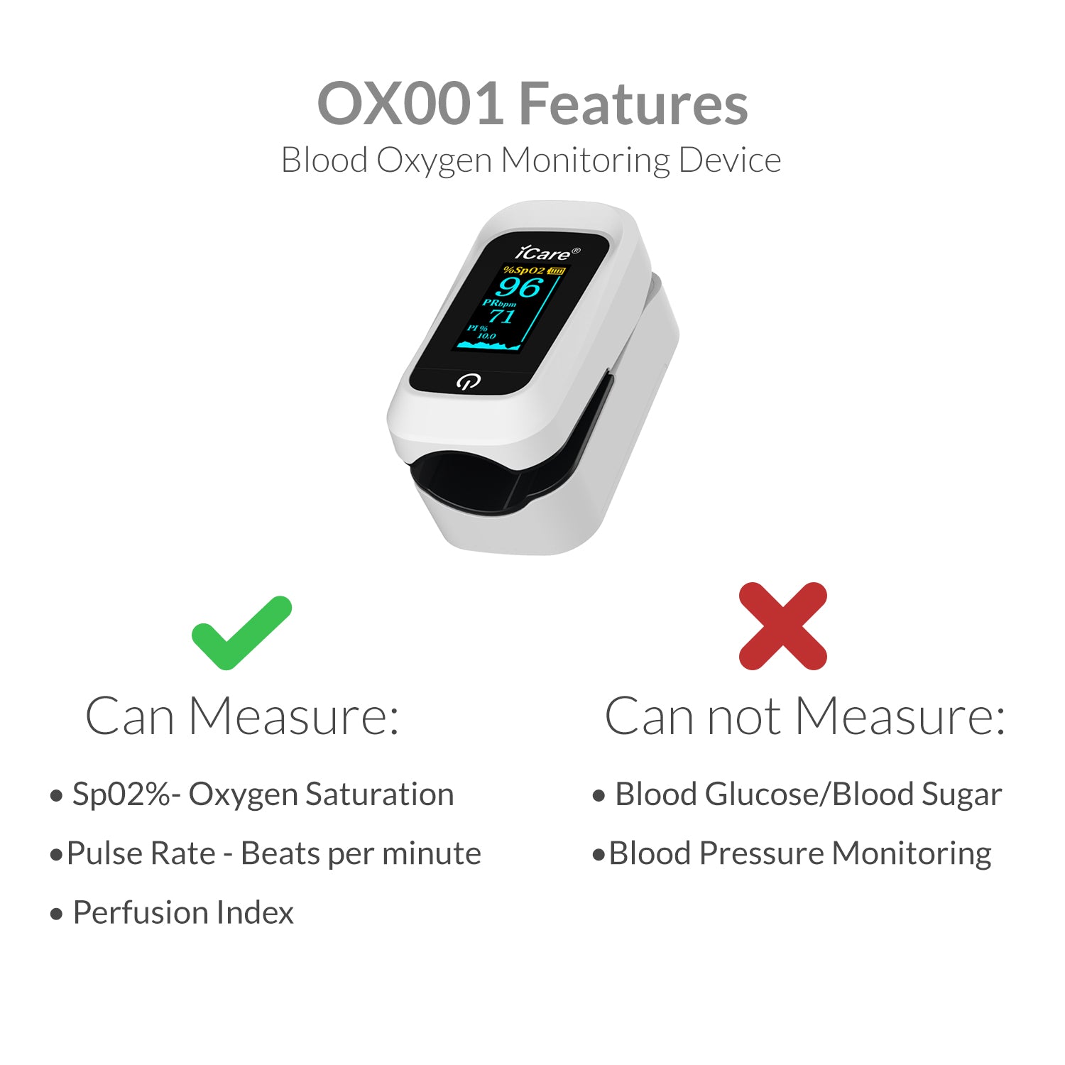 iCare Bundle Deal 34 OX001 Fingertip Pulse Oximeter + N61 MediMist Compressor Nebulizer Kit Bundle