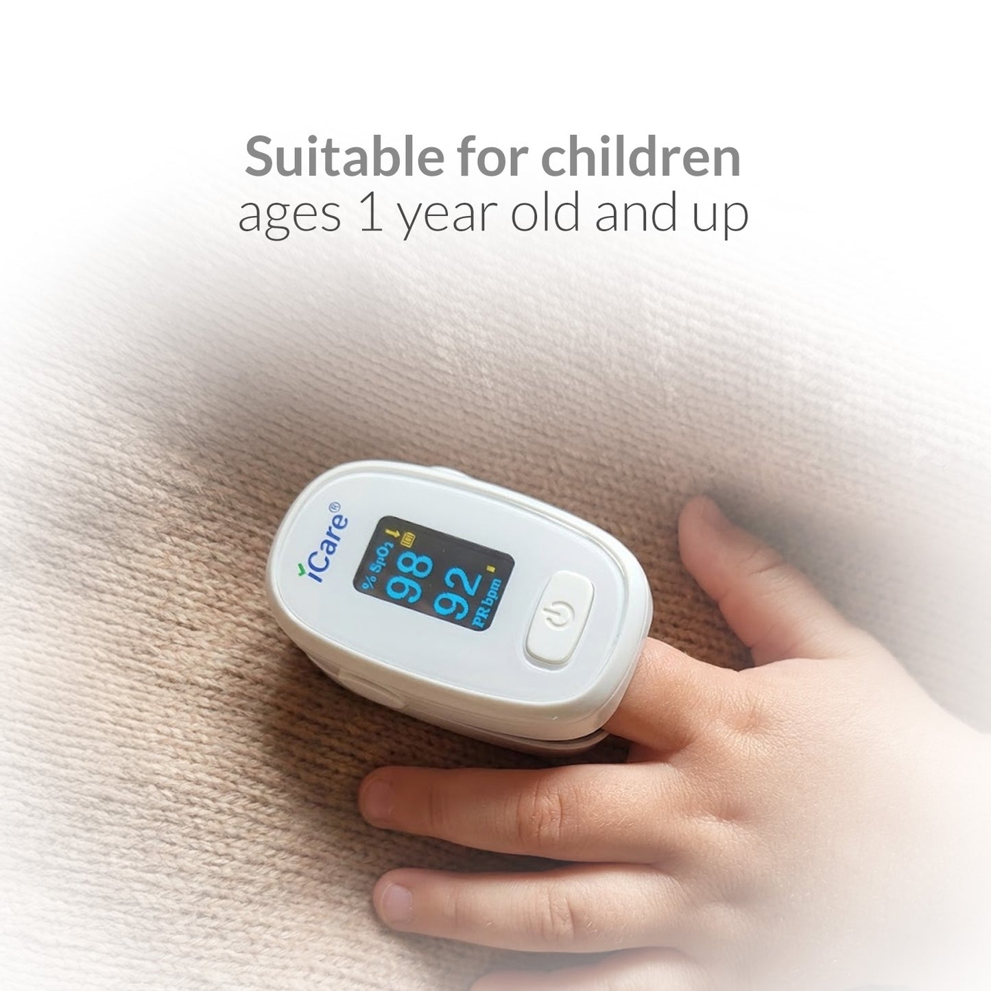 iCare OX005 Fingertip Pulse Oximeter with Spo2 and Pulse Rate Reading For Ages 1 year old and Up