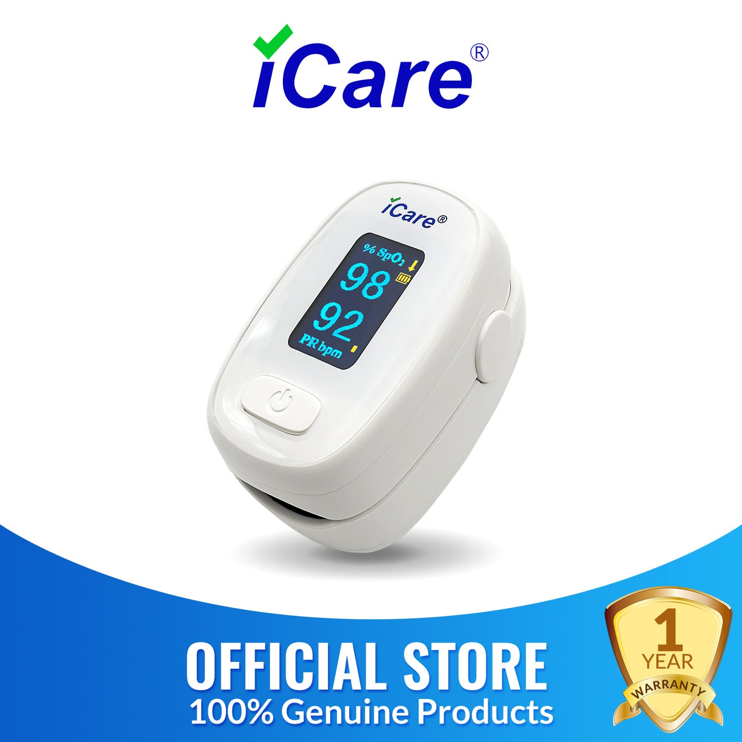 iCare OX005 Fingertip Pulse Oximeter with Spo2 and Pulse Rate Reading For Ages 2 years old and Up