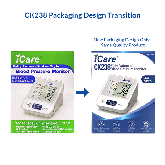iCare® CK238 Automatic Digital Blood Pressure Monitor / Digital Sphygmomanometer  Small arm cuff 22-32cm